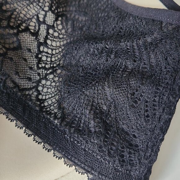 NWT DEESSE | Black Lace Polka Dot Bra Sz 46F - Picture 3 of 6